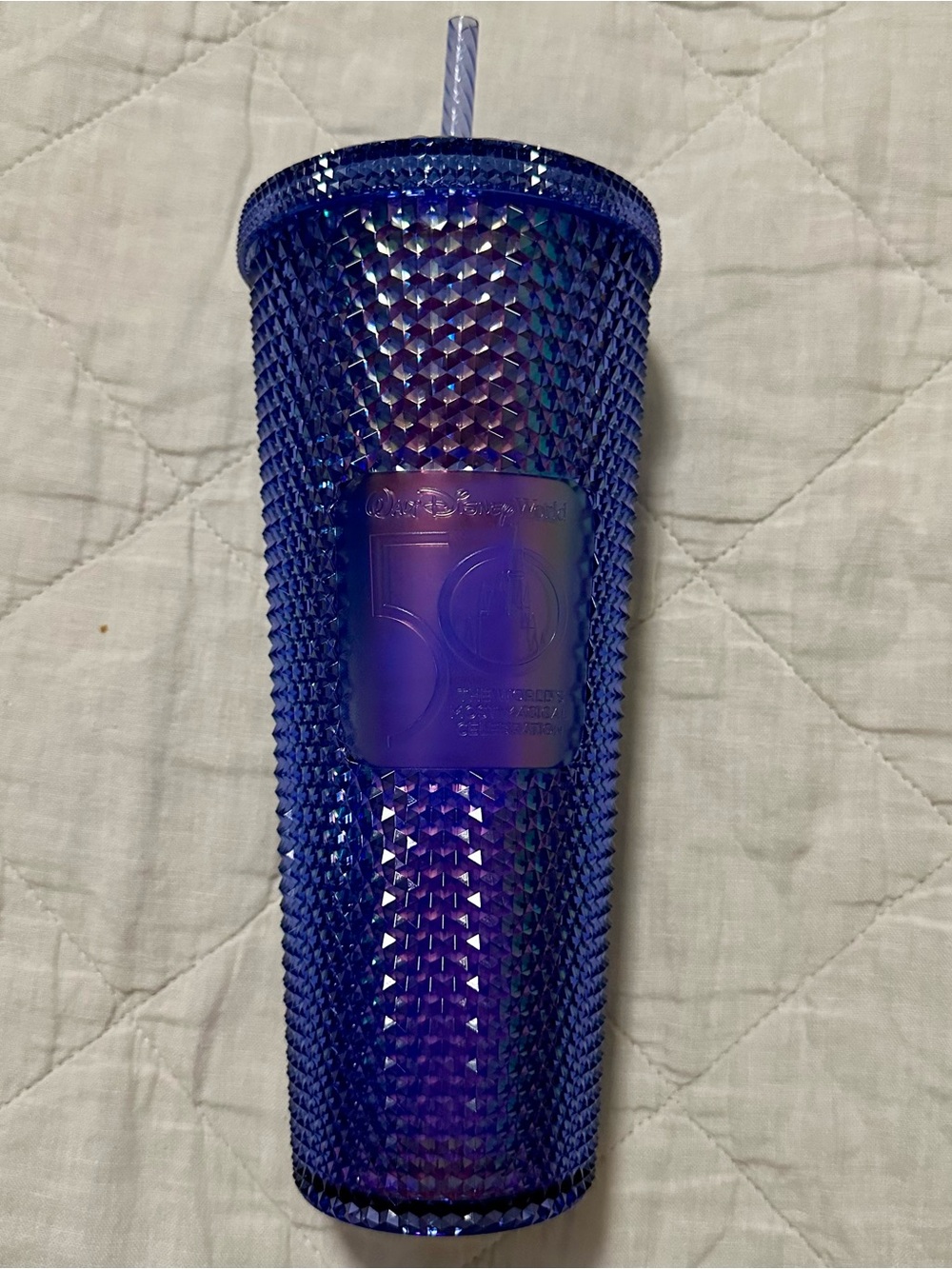 Walt Disney World Starbucks Iridescent Blue Studded Cold Beverage Tumbler 24 oz.